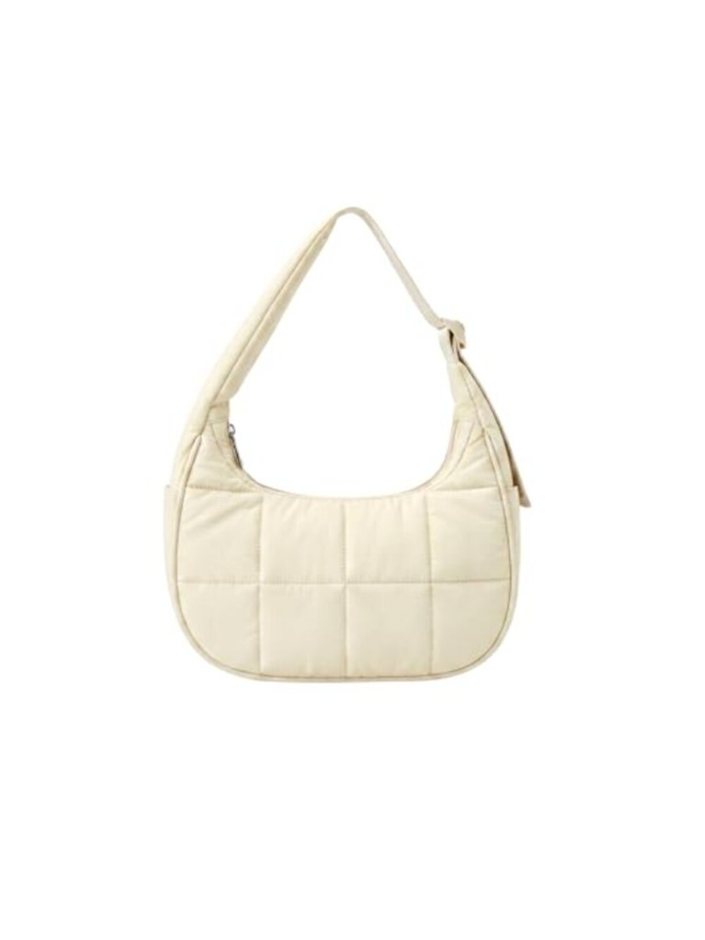 Quilted Puffer Crescent Shoulder Bag for Women, Lightweight Nylon Hobo Crossbody